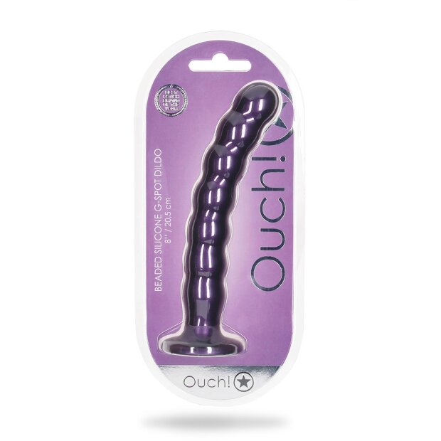 Shots - Ouch! Beaded Silicone G-Spot Dildo Lila 21 cm ⌀ 3,1 cm