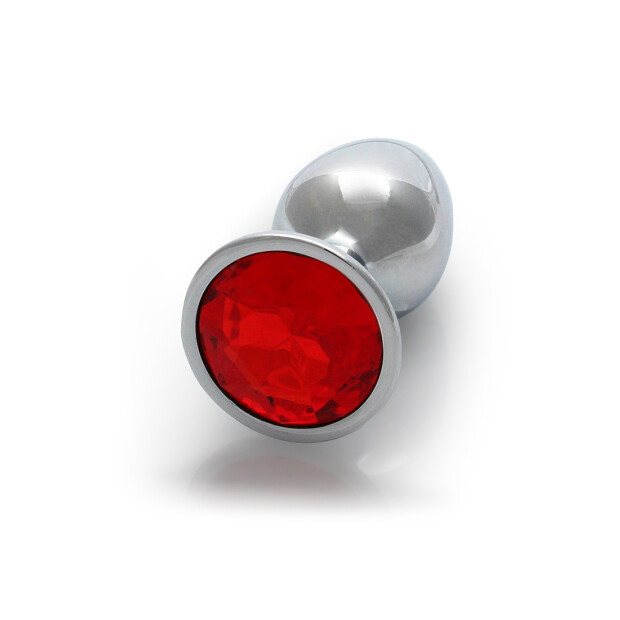 Shots Ouch ! Plug anal rond en pierre précieuse argent rouge rubis petit 2,7 cm