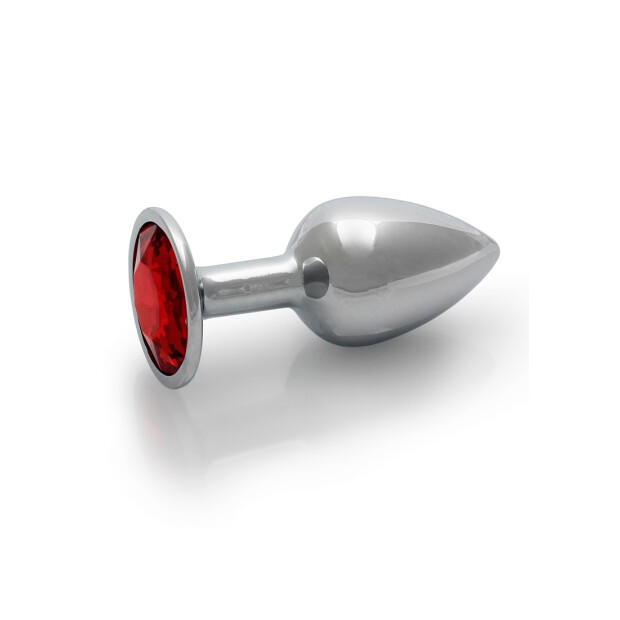 Shots Ouch ! Plug anal rond en pierre précieuse argent rouge rubis petit 2,7 cm