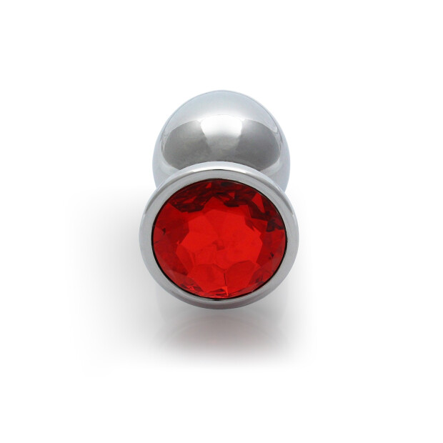 Shots Ouch ! Bouchon anal rond en pierre précieuse argent rubis rouge moyen 3,4 cm