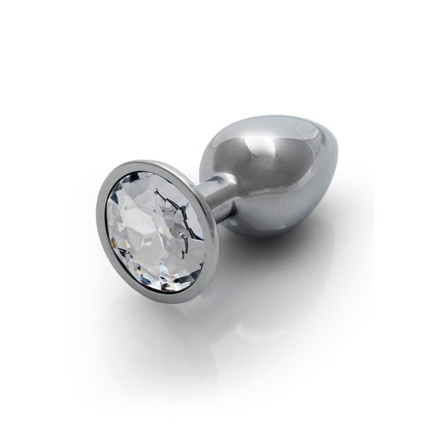 Shots Ouch ! Plug anal rond en pierre précieuse argent petit 2,7 cm