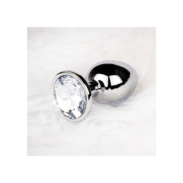 Shots Ouch ! Plug anal rond en pierre précieuse argent petit 2,7 cm