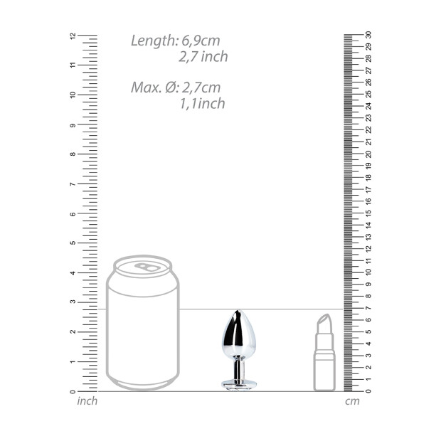 Shots Ouch ! Plug anal rond en pierre précieuse argent petit 2,7 cm