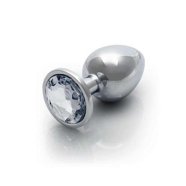 Shots Ouch ! Plug anal rond en pierre précieuse argent moyen 3,4 cm
