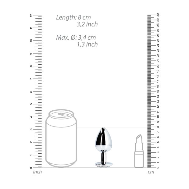 Shots Ouch ! Plug anal rond en pierre précieuse argent moyen 3,4 cm