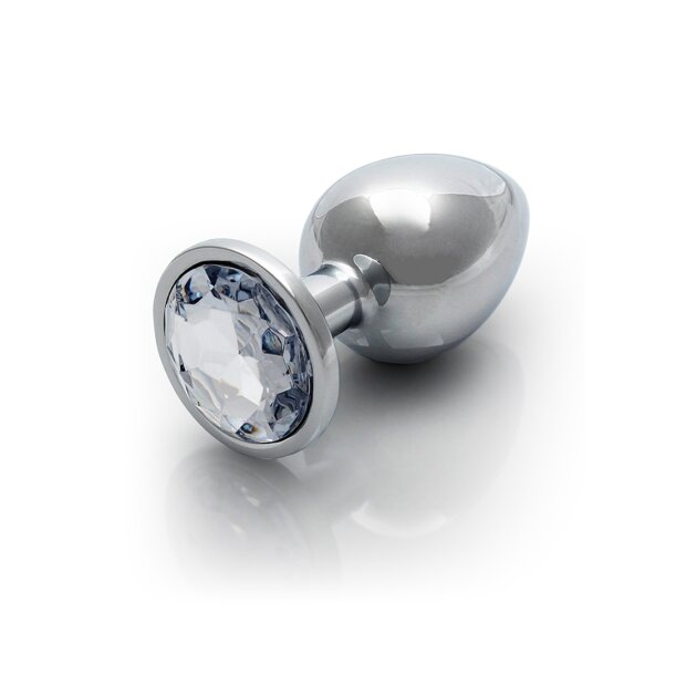 Shots Ouch! Round gemstone anal plug silver large 4 cm