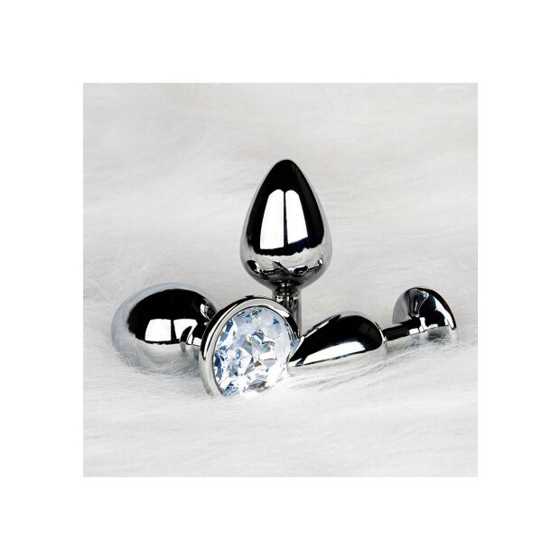 Shots Ouch! Round gemstone anal plug silver large 4 cm