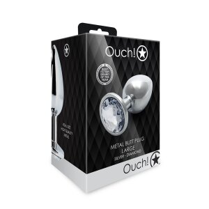 Shots Ouch! Runder Edelstein Anal Plug groß Silber...