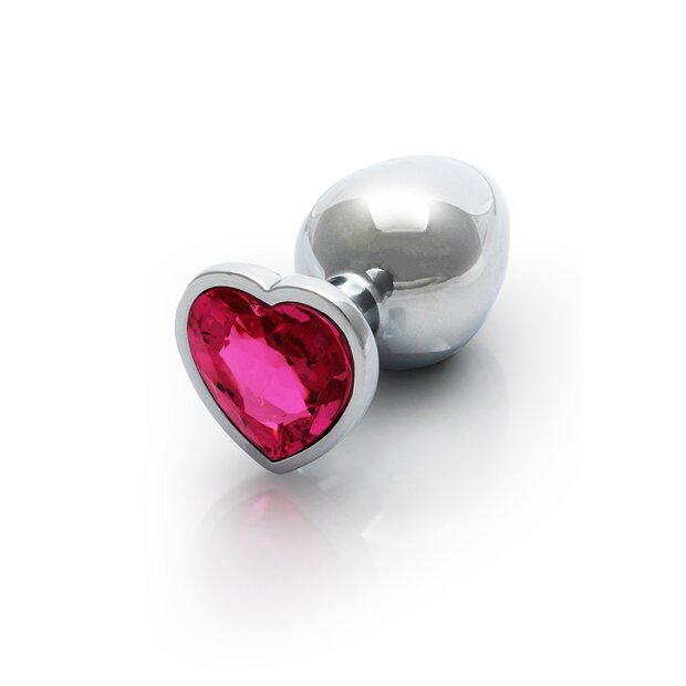 Shots Ouch! Heart Gemstone Anal Plug Silver Pink medium 3,4 cm