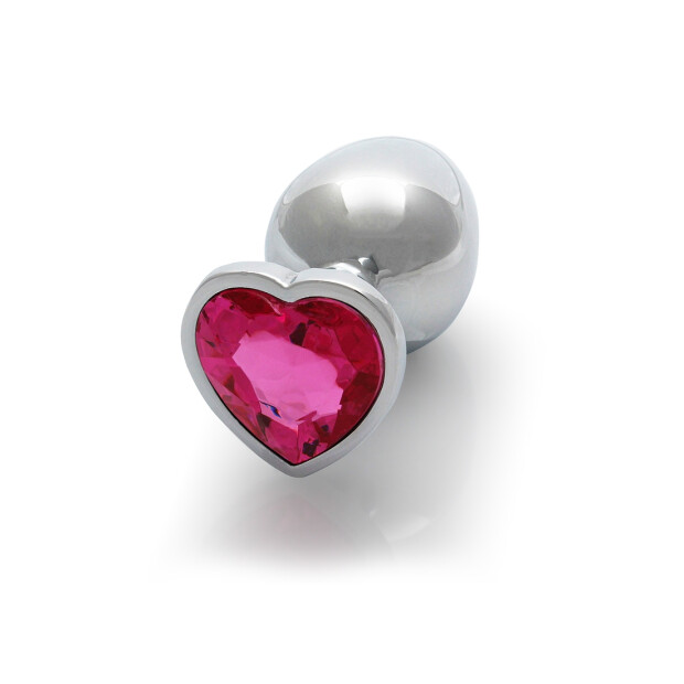 Shots Ouch! Heart Gemstone Anal Plug Silver Pink medium 3,4 cm