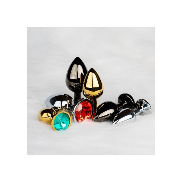 Shots Ouch! Runder Edelstein Analplug mittel Gold ⌀ 3,4 cm