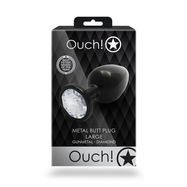 Shots Ouch! Runder Edelstein Anal Plug groß Schwarz ⌀ 4,1 cm