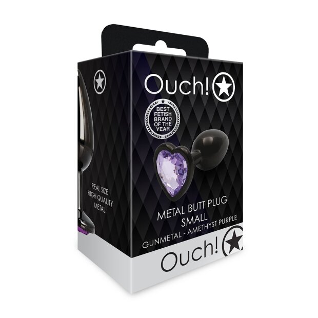 Shots - Ouch! Herz Edelstein Anal Plug klein Schwarz ⌀ 2,7 cm