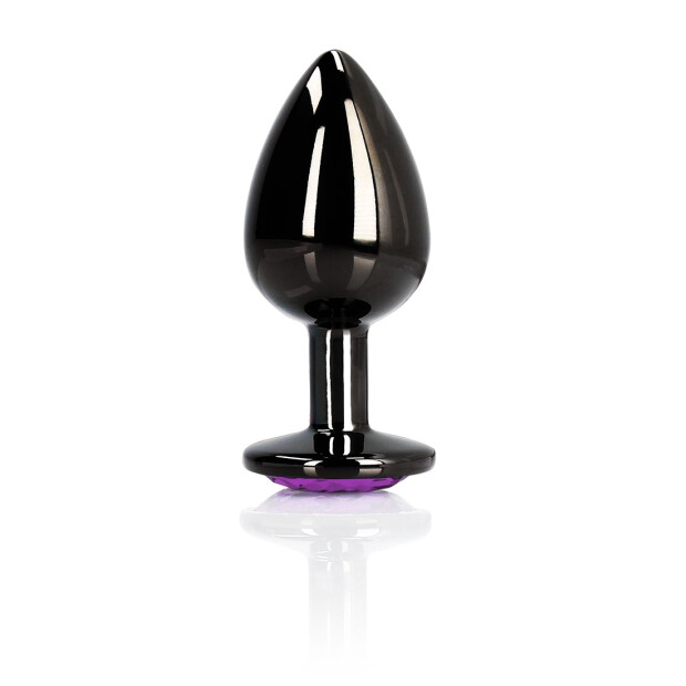Shots - Ouch! Herz Edelstein Anal Plug klein Schwarz ⌀ 2,7 cm
