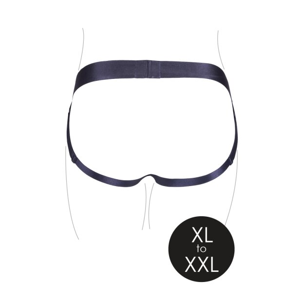 Shots - Ouch! Vibrierender offener Strap-on Panty Vibrator Schwarz XL/XXL