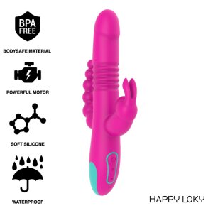 Happy Loky Dreifach Stimulator Rabbit Vibrator Rosa