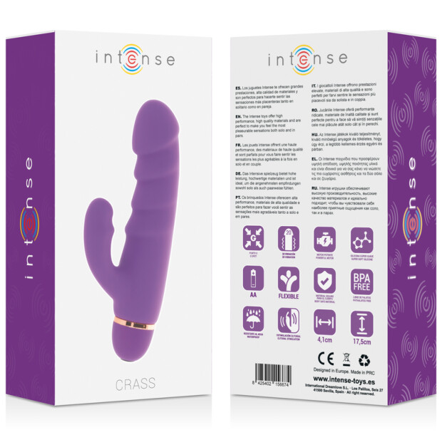 Intense Kras Rabbit Vibrator mit Klitorisstimulation Lila 17,5 cm