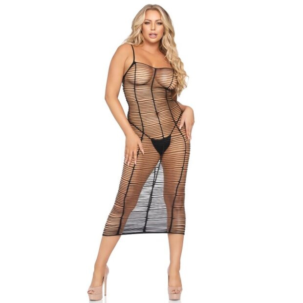 Leg Avenue Horizontal Net Maxi Dress One Size - Black