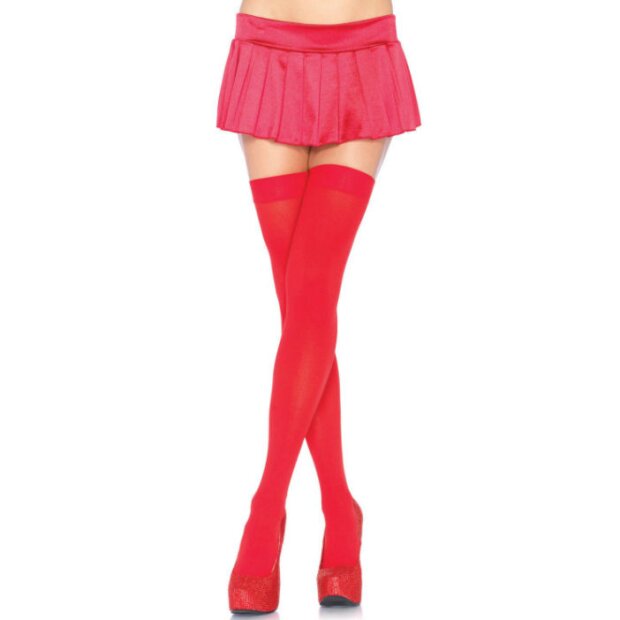 Leg Avenue Nylon Thigh Highs Red - OS