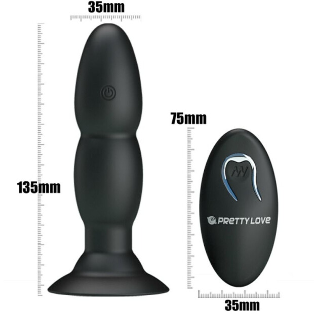 Pretty Love anal plug with vibration black 3.5 cm
