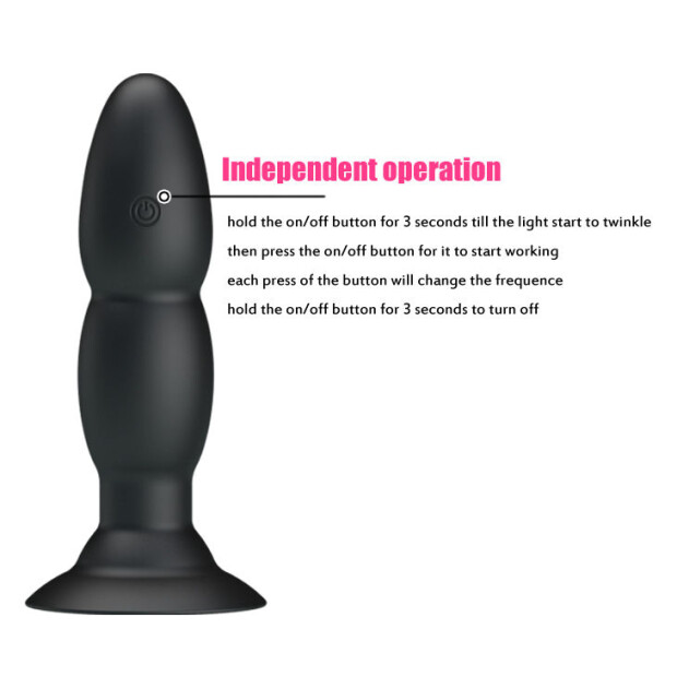 Pretty Love anal plug with vibration black 3.5 cm