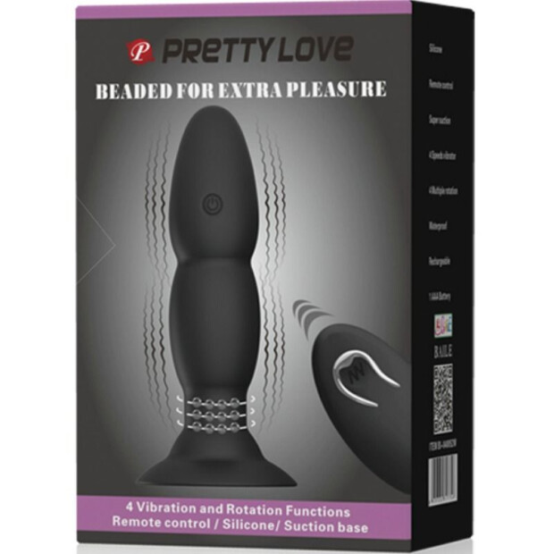Pretty Love anal plug with vibration black 3.5 cm