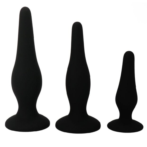 Pretty Love Silikon Anal Plug Set für Anfänger Anal Plugs Schwarz 3 Teilig