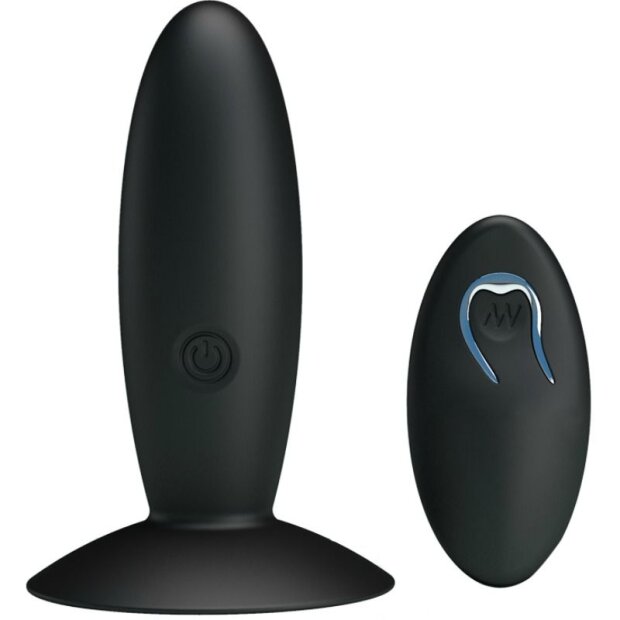 Pretty Love Silikon Anal Plug mit Vibration Schwarz ⌀ 3,3 cm