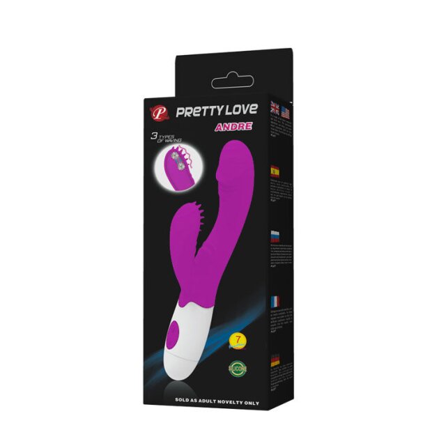 Pretty Love Flirtation Andre Mini Vibrator with clitoral stimulation pink