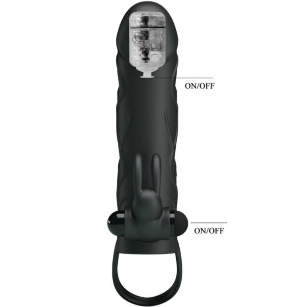 Pretty Love Étui pénien avec stimulation clitoridienne noir 14 cm