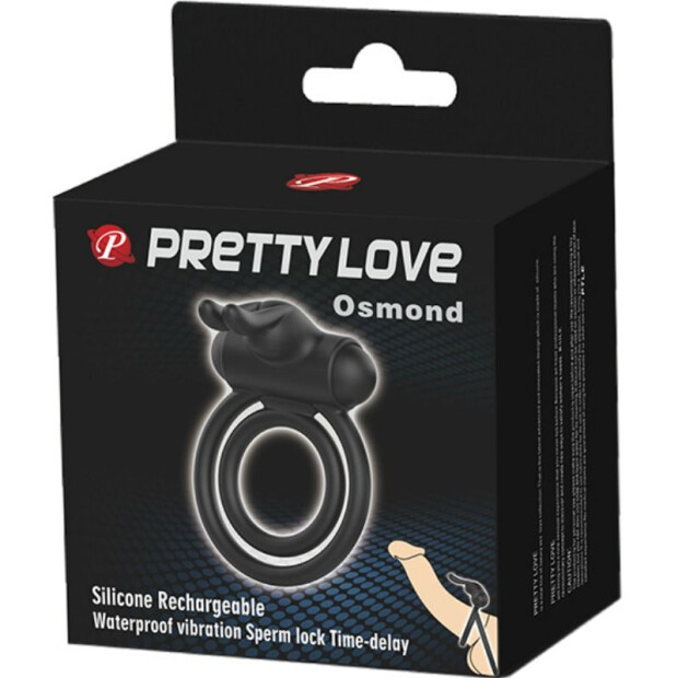 Pretty Love Osmond double penis ring with clitoral stimulation black