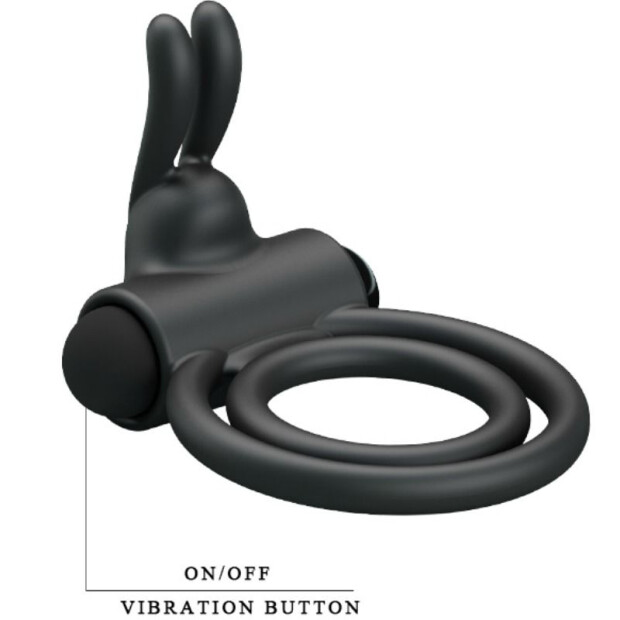 Pretty Love Osmond double penis ring with clitoral stimulation black