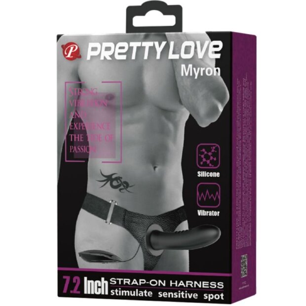 Pretty Love Myron Strap-On Vibrator Schwarz 18,5 cm