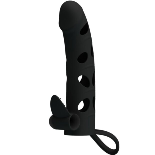 Pretty Love penis sheath with vibration black 15.2 cm