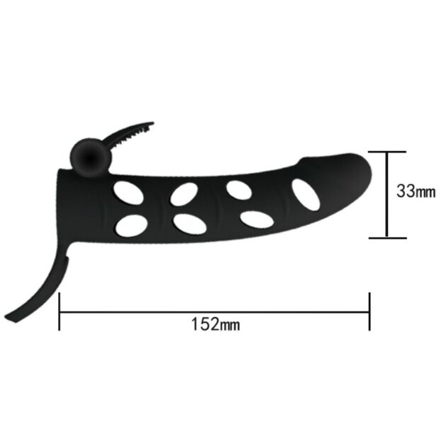 Pretty Love penis sheath with vibration black 15.2 cm