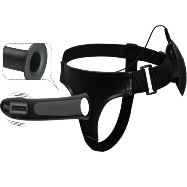 Pretty Love Vito Strap on Gode avec vibration noir 17,3 cm