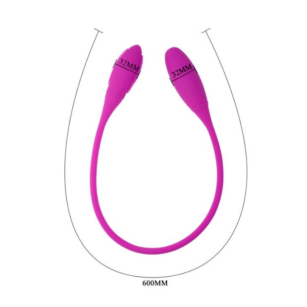 Pretty Love Snaky Peitsche-Doppelvibrator Paarvibrator Pink 60 cm ⌀ 3,2 cm