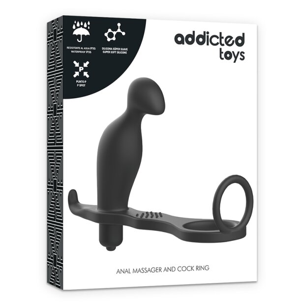 Addicted Toys Anal Plug And Cock Ring Black
