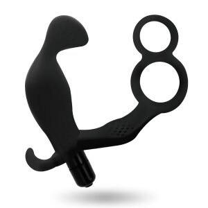 Addicted Toys Butt Plug With Cock Ring And Ball Strap Black