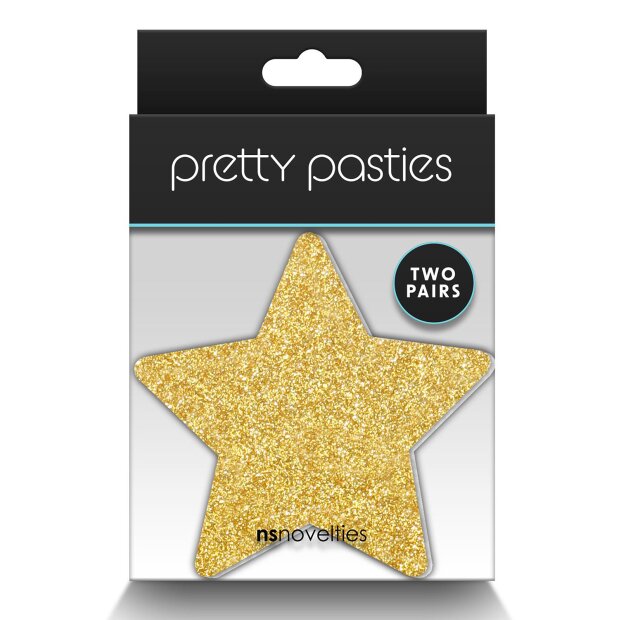 Pretty Pasties Glitter Stars Black Gold 2 Pair