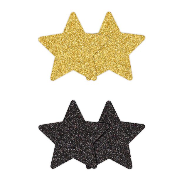 Pretty Pasties Glitter Stars Black Gold 2 Pair
