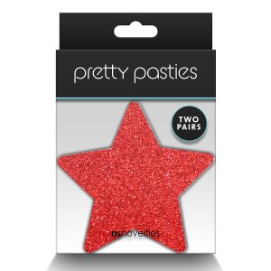 Pretty Pasties Glitter Stars Red Silver 2 Pair