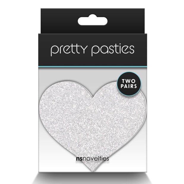 Pretty Pasties Glitter Hearts Red Silver 2 Pair