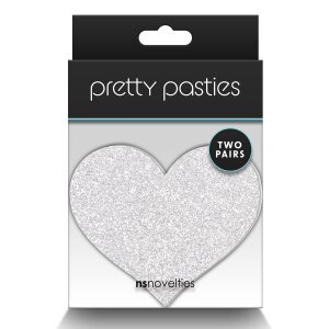 Pretty Pasties Glitter Hearts Red Silver 2 Pair