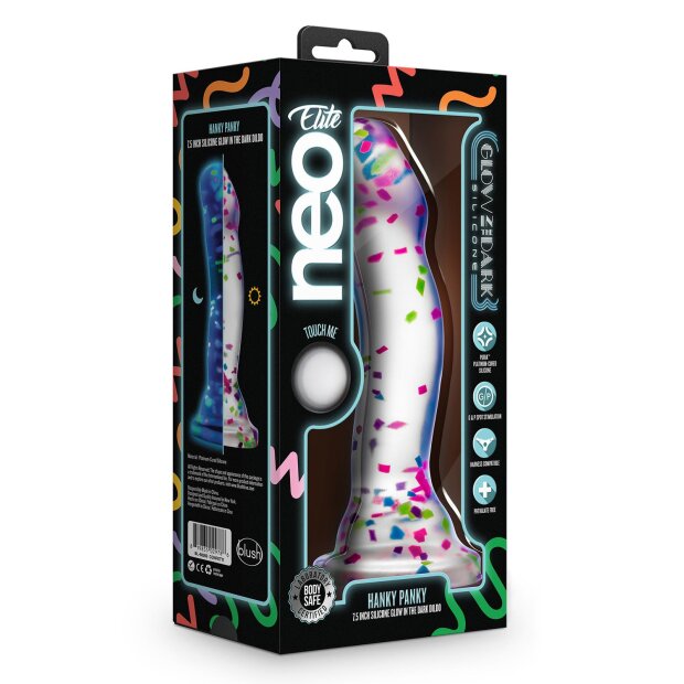 Blush Neo Elite Glow In The Dark Hanky Panky Dildo Transparent 19 cm