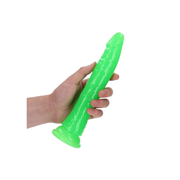 Slim Realistic Dildo with Suction Cup - Glow in the Dark - 25 cm