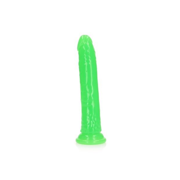 Slim Realistic Dildo with Suction Cup - Glow in the Dark - 25 cm