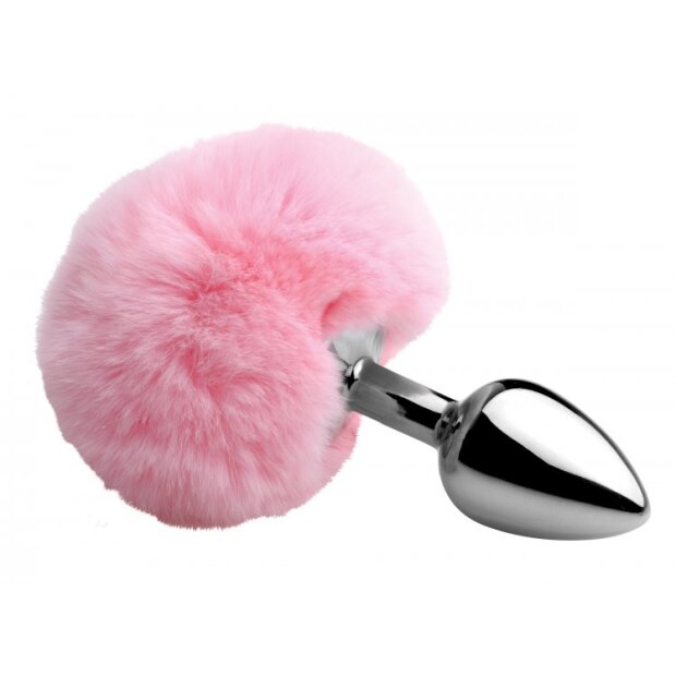 XR Brands Fluffy Bunny Tail Anal Plug 2.5 cm pink