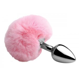 XR Brands Fluffy Bunny Tail Anal Plug 2.5 cm pink