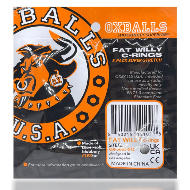 Oxballs FAT WILLY 3-pack Cockrings Penisringe Orange ⌀ 5,1 cm